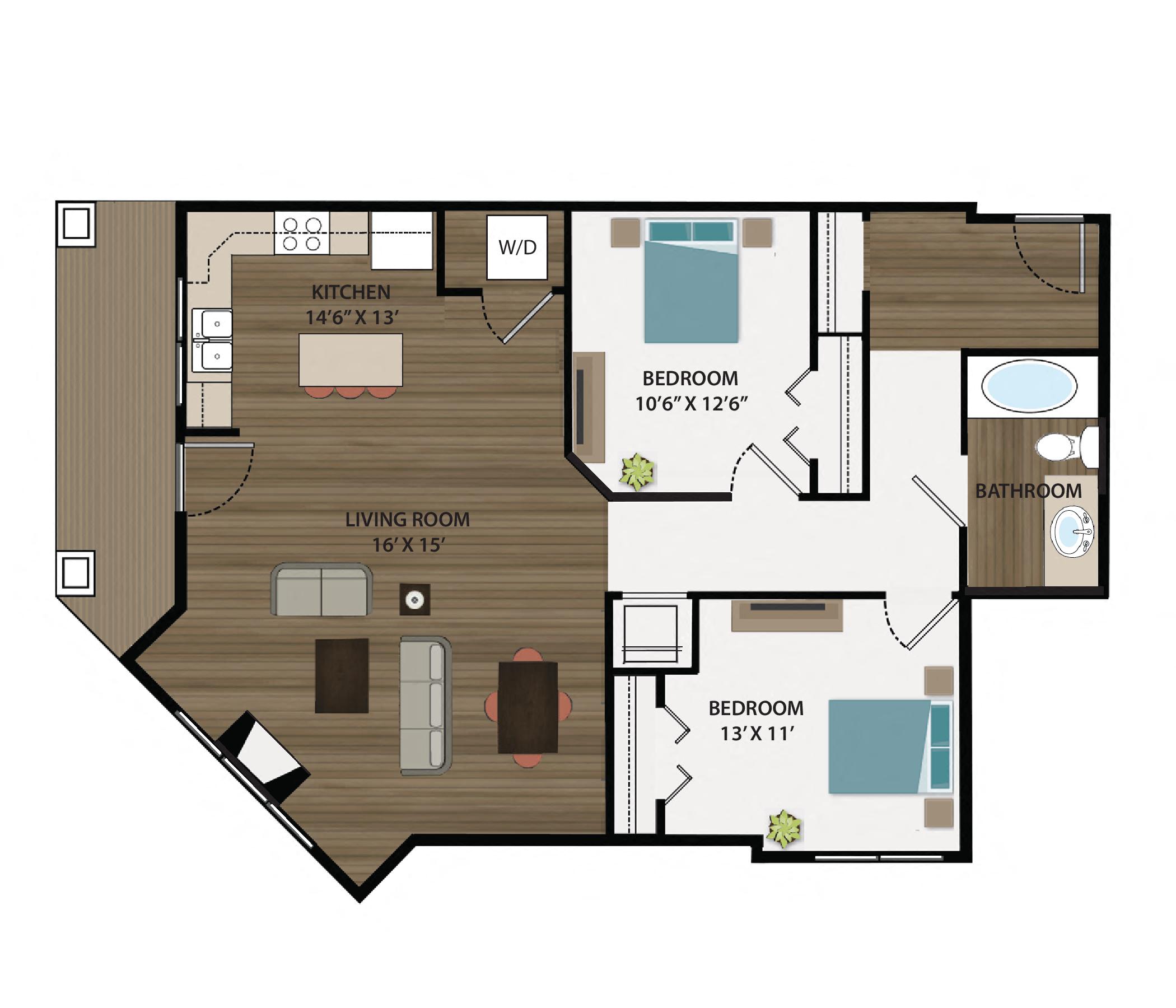 M Floorplan at Hearthstone Apartments and Townhomes, Apple Valley